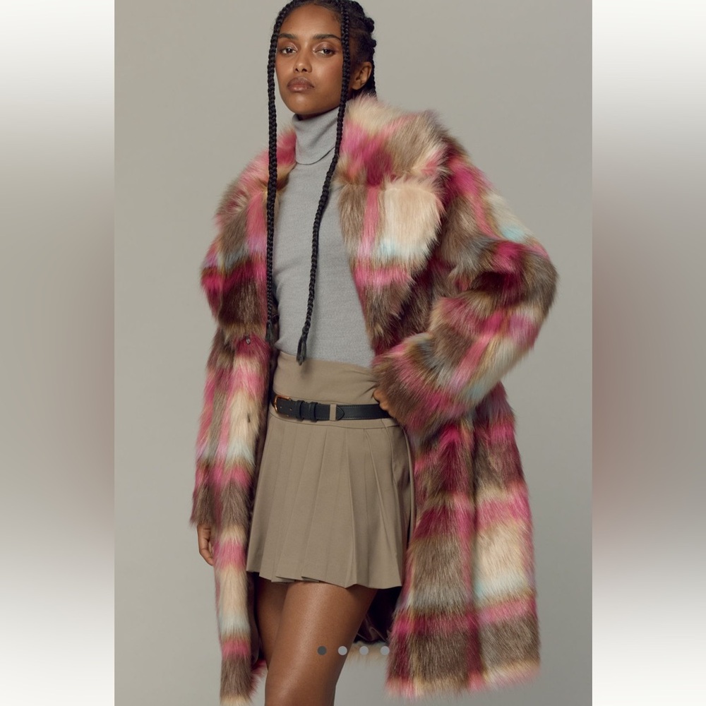 NVLT Plaid Faux-Fur Coat
